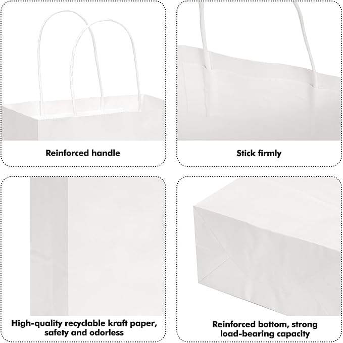 Customized Printing of White Paper Bags with Handles for Retail Celebration Activities and Business Use Shopping Bag