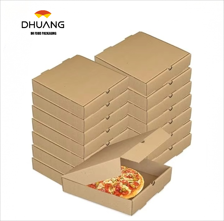 Kraft Corrugated Takeout Cardboard Box Takeout Food Container Pizza Cake Cookies Food Packaging Custom Pizza Box