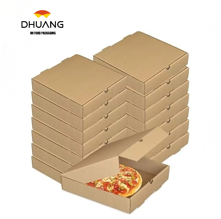 Kraft Corrugated Takeout Cardboard Box Takeout Food Container Pizza Cake Cookies Food Packaging Custom Pizza Box