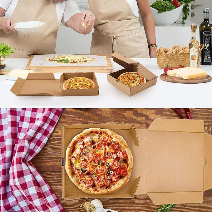 Kraft Paper Pizza Box Bulk Disposable Corrugated Cardboard Takeaway Box Cake Biscuit Food Custom Pizza Box