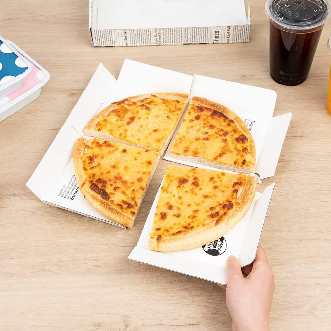 Corrugated Takeout Box - Newsprint and White Paper Takeout Box Oil Resistant Disposable Custom Pizza Boxs