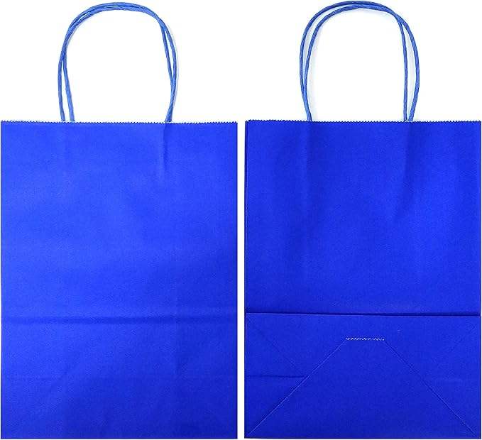 Luxury Royal Blue Medium Kraft Paper Bags with Handles for Packaging and Promotion-Blue Gift Bags with Royal Logo