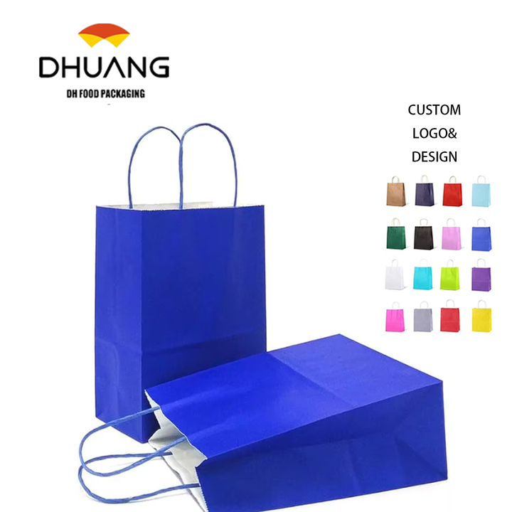 Luxury Royal Blue Medium Kraft Paper Bags with Handles for Packaging and Promotion-Blue Gift Bags with Royal Logo