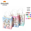 Custom Logo Small Paper Shopping Bag with Handle Durable Gift Bag for Party Birthday or Wedding Featuring Ribbon Accessory