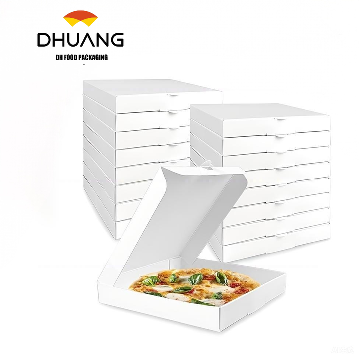 White Mini Corrugated Cardboard Box Take Out Food Containers Reusable Takeout Shipping Custom Pizza Boxs