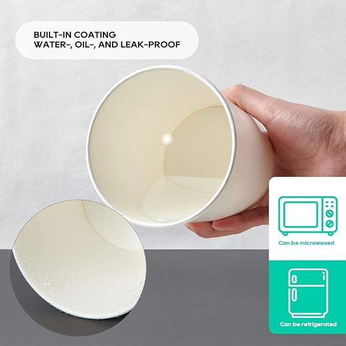 Paper Soup Container with Lid Disposable Food White Ice Cream Bowl Paper Food Storage Custom Paper Cups