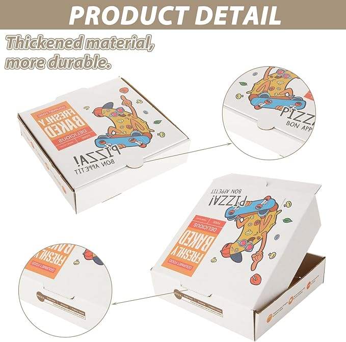 White Kraft Corrugated Pizza Cardboard Food Container Delivery Box Pizza Cake Cookies Custom Pizza Boxs