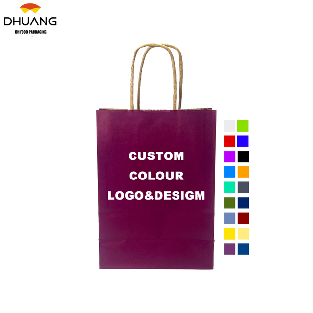 Customized Printed Kraft Paper Bags for Simple Packaging of Candies Color Scheme Gift Bags for Retail Sale Shopping Bag