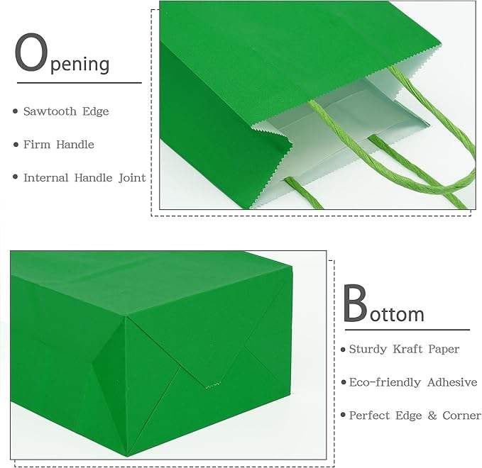 Medium Kraft Paper Gift Bags with Handles Green Recycled Materials Offset Printing Custom Logo for Crafts Use Shopping Bag