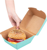 Restaurantware Disposable Turquoise Paper Hamburger Boxes Matte Finish Ripple Wall Technology Hinged Lid for Takeout Containers