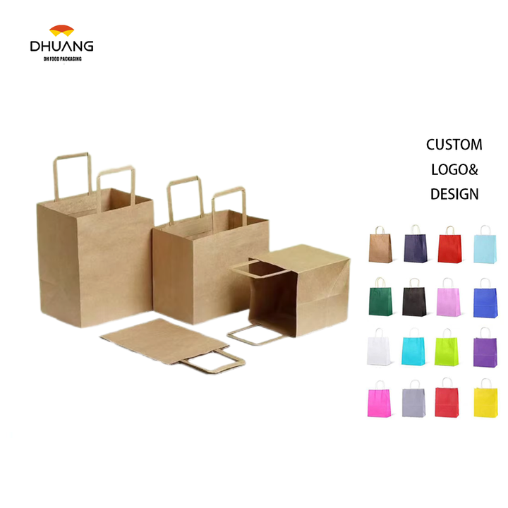 Customizable Heavy-Duty Tear-Resistant Kraft Paper Bags Retail Packaging Logo Printing Available Various Colors Shopping Bags