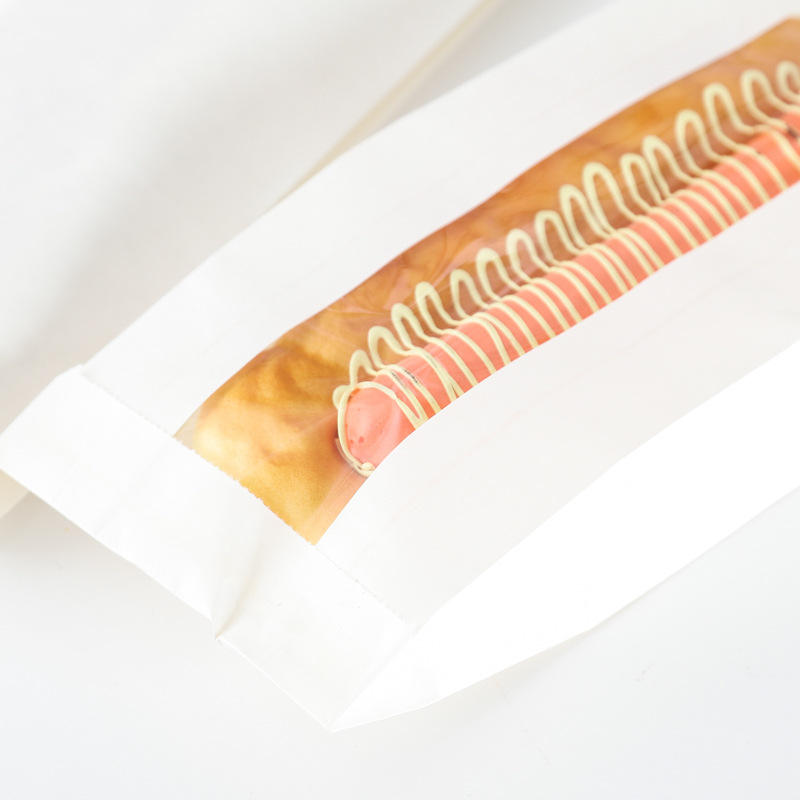In Stock Long Baguette Kraft Paper Window Food Packaging Film Anti-Oil Caterpillar Bag Custom Bread Bags