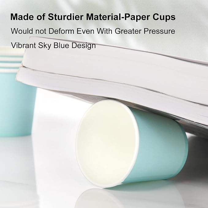 3 oz Paper Cups Sky Blue Mouthwash Cups for Parties Picnics Barbecues and Travels Paper Cup