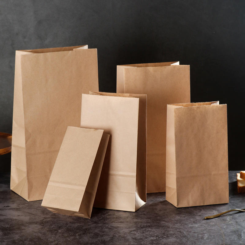 West Point Bags Wholesale Stock Storage Kraft Paper Bag Oil-Proof Thickened Baking Take-Away Food Square Bottom Flexo Printing