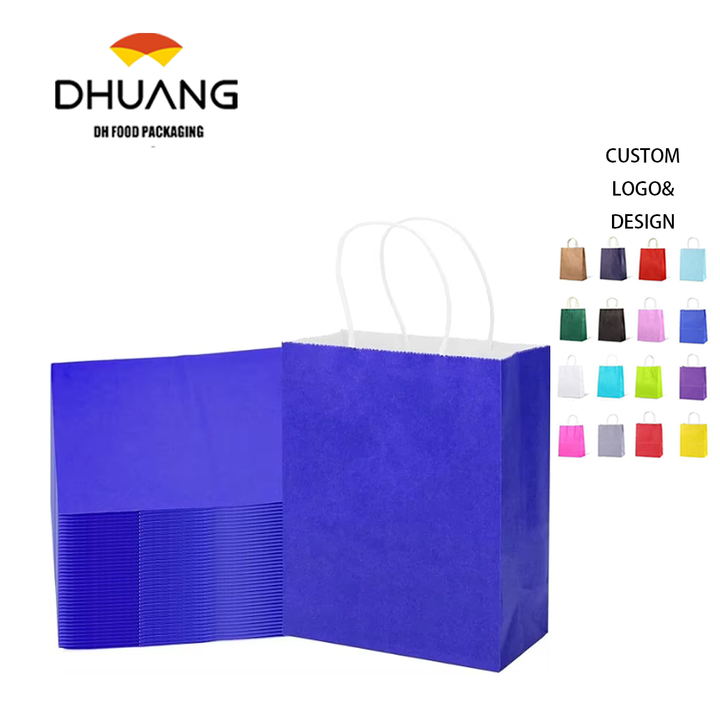 Jewel Blue Paper Bag Loose Birthday Gift Lunch Party and Candy Bag for Special Occasions Shopping Bag