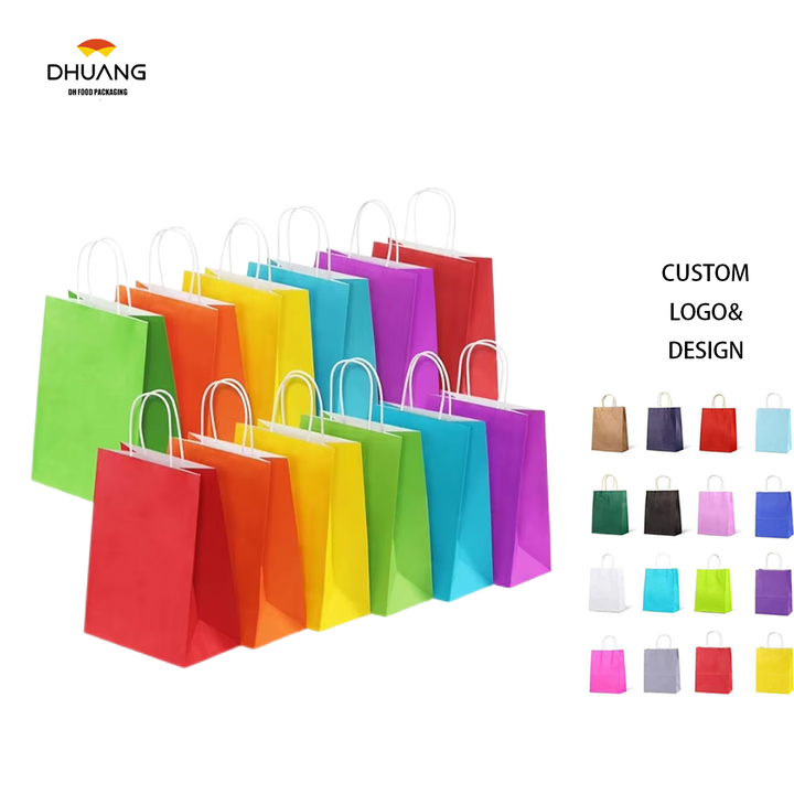 Kraft Paper Gift Bags with Handle in rainbow Colors for Weddings Birthdays Gifts Shopping and Party Supplies Shopping Bag