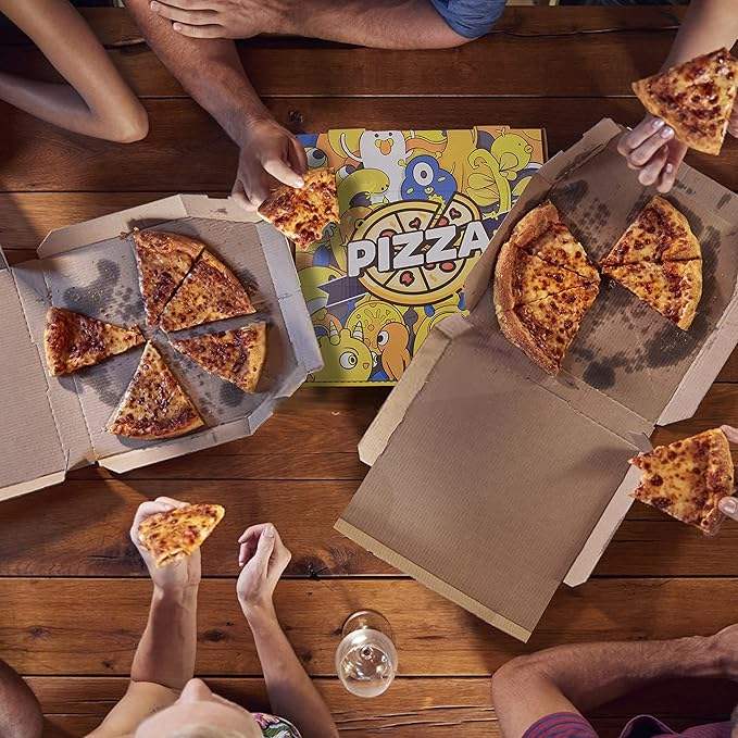 Pizza Box Takeout Protected Delivery Container Foldable Corrugated Cardboard square Carton Pattern Portable Custom Pizza Box