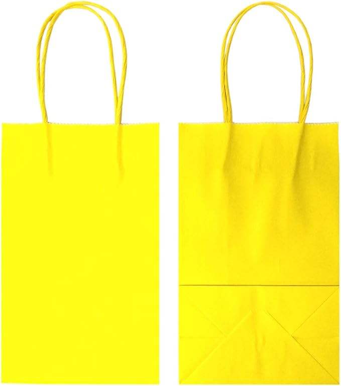 Customizable Large Kraft Paper Bags with Handles Yellow for Food Clothing Packaging and Promotion Custom Logo Shopping Bag