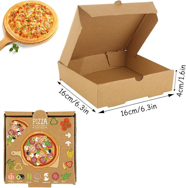 Small Pizza Box Lock Corner Clay Coating Thin Reusable for Mini Pizzas Cookies Cake Parties Weddings Custom Pizza Box