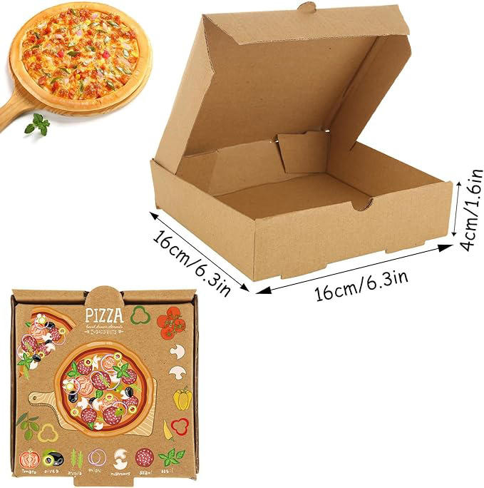 Small Pizza Box Lock Corner Clay Coating Thin Reusable for Mini Pizzas Cookies Cake Parties Weddings Custom Pizza Box