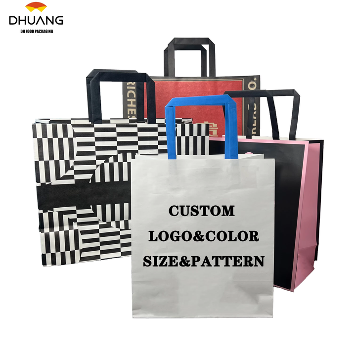 Kraft Paper Bags for Shopping and Grocery Stores Custom Sizes Kraft Paper Bags with Logos Brown Customizable logo Shopping Bags