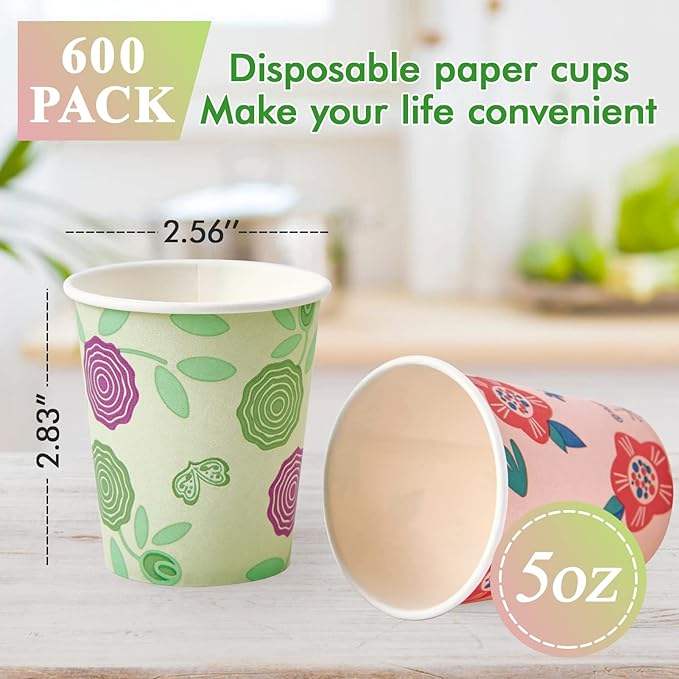 600 Packs 5 Oz Paper Colored Disposable Bathroom Small Gargle Espresso Cups Party Picnic Travel Custom Paper Cups