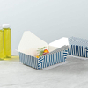 Durable 71 oz Disposable Striped Blue and White Paper Food Container for Takeout-Quality Paper Boxes Food Box