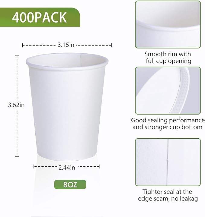 8 oz Paper Disposable Coffee Cups for Hot and Cold Drinks Coffee Shops Offices and Restaurants Coffee Cup