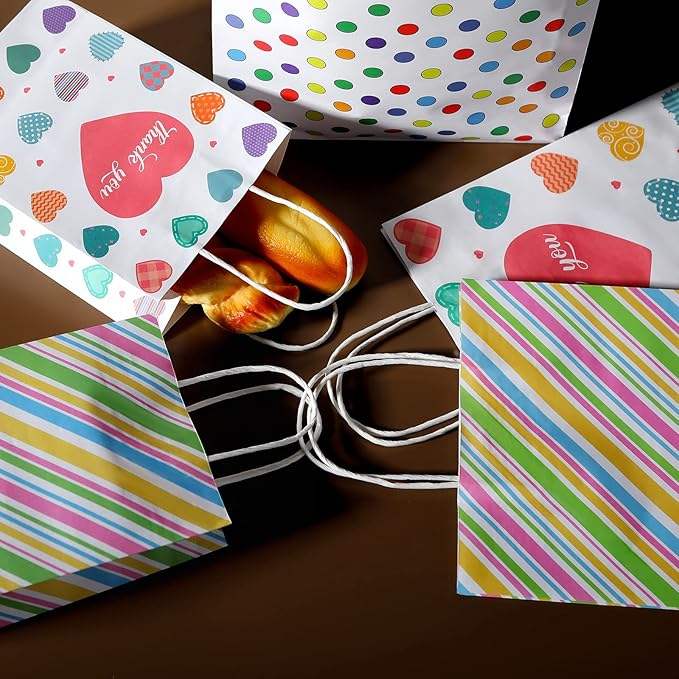 Customized LOGO White Kraft Paper Bags for Packaging - Birthday Parties Picnics Vacation Gatherings Gift Shopping Bags