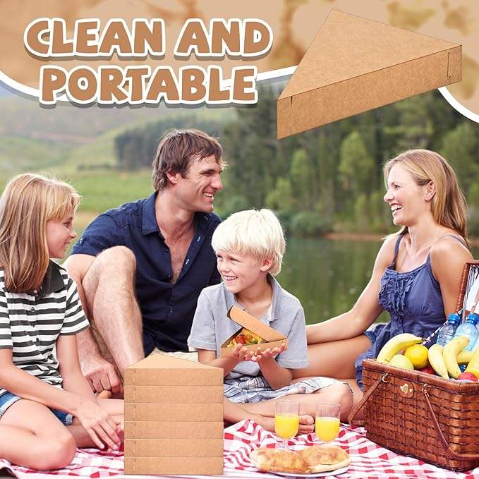 Pizza Box Bulk Disposable Wedge Tray Cardboard Triangle Single Slice Pizza Container Box (brown Paper) Custom Pizza Boxs