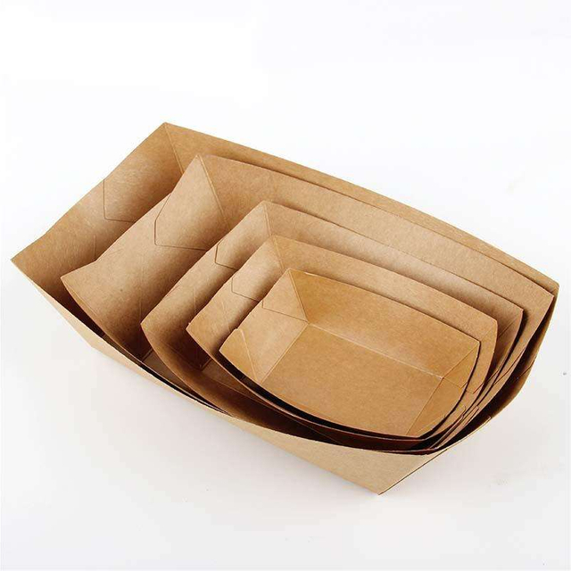 Sturdy Kraft Paper Disposable Serving Trays for Nachos Tacos Fries Hot Dogs Salads-for Parties Festivals Picnics