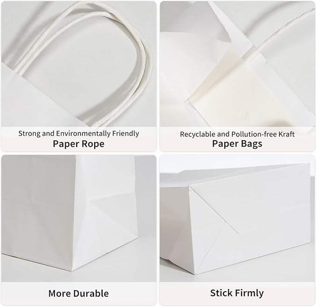 White Kraft Paper Bag Gift Bag Shopping Bag Party Retail Christmas Birthday Takeaway