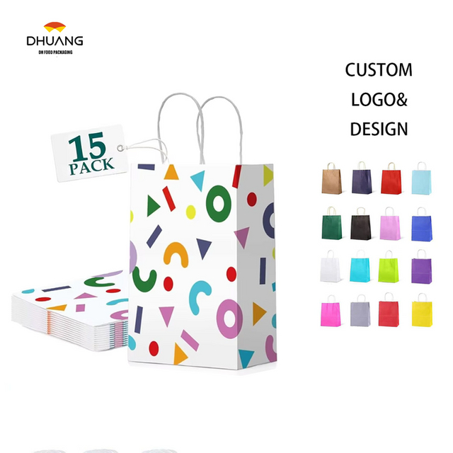 Recyclable Bulk Birthday Party Paper Shopping Bags Color Retail Gift Bag with Handling for Special Occasions