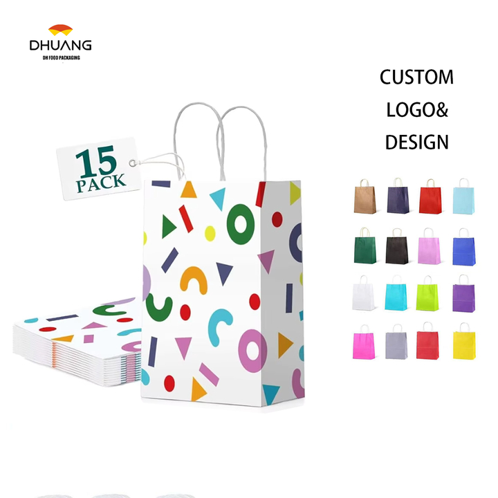Recyclable Bulk Birthday Party Paper Shopping Bags Color Retail Gift Bag with Handling for Special Occasions
