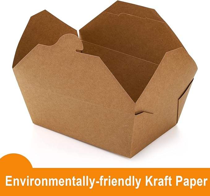 Paper Food Container Kraft Lunch Box Brown Storage Paperboard Fast Food Holder Microwaveble Food Box