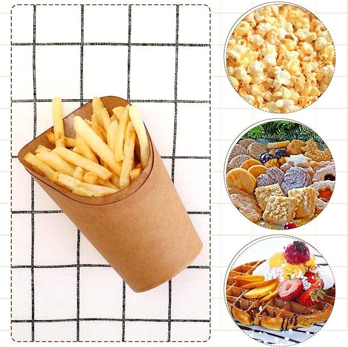 Baking Supplies for Outdoor Gatherings Ice Cream Holders Cups Corrugated Paper Cones for Party Food Containers French Fries Cup