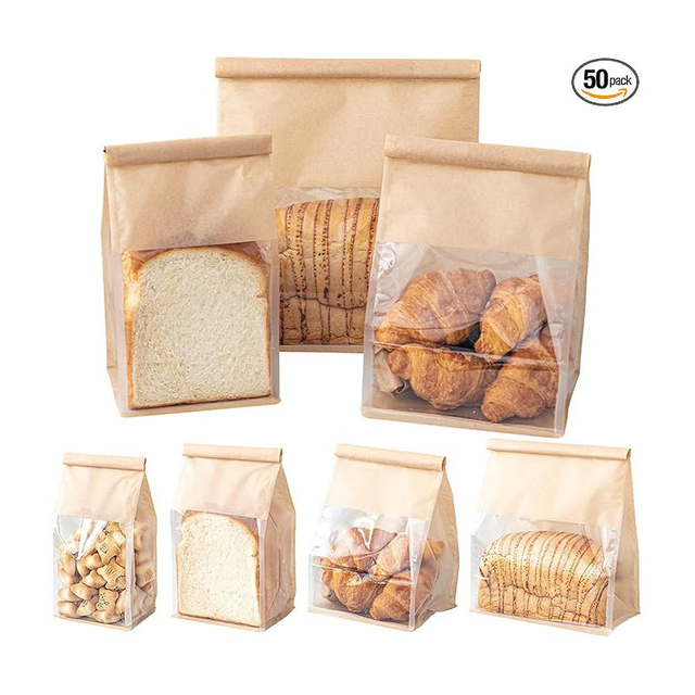 Customizable LOGO with Window Accessory Bag for Storing and Packing Homemade Bread in Bakery Bread Bags
