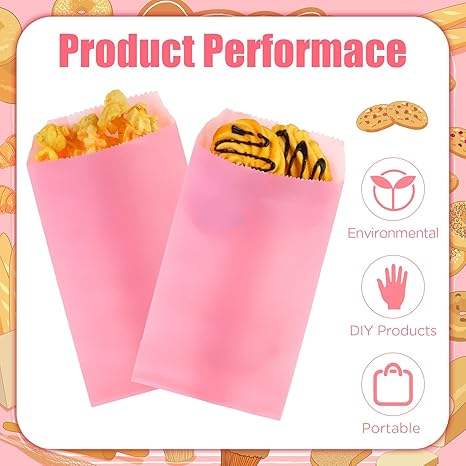 Small pink Paper Therapy Bags Candy Kraft Paper Bags Loose Snacks Popcorn Candy Sandwich Party