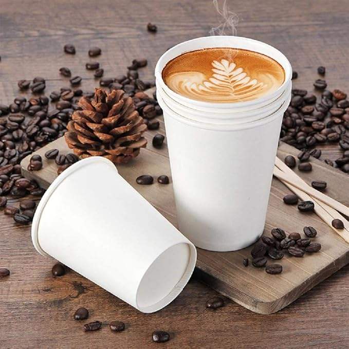 6oz Disposable White Paper Cups 300 Pack for Coffee Tea Water or Juice Eco-Friendly and Stylish