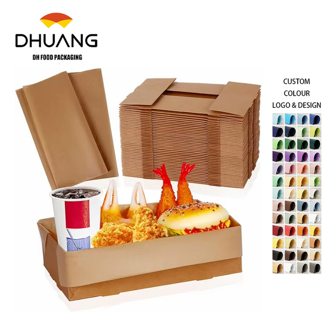 Paper Disposable Greaseproof Food Trays Food Wrappers Pop-up Foldable for Party Stadium Theatre