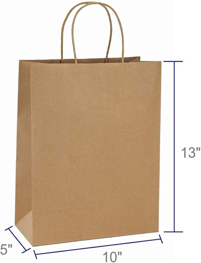 Brown Paper Bag with Handle Medium Size Shopping Kraft Paper Retail Custom Paper Bags