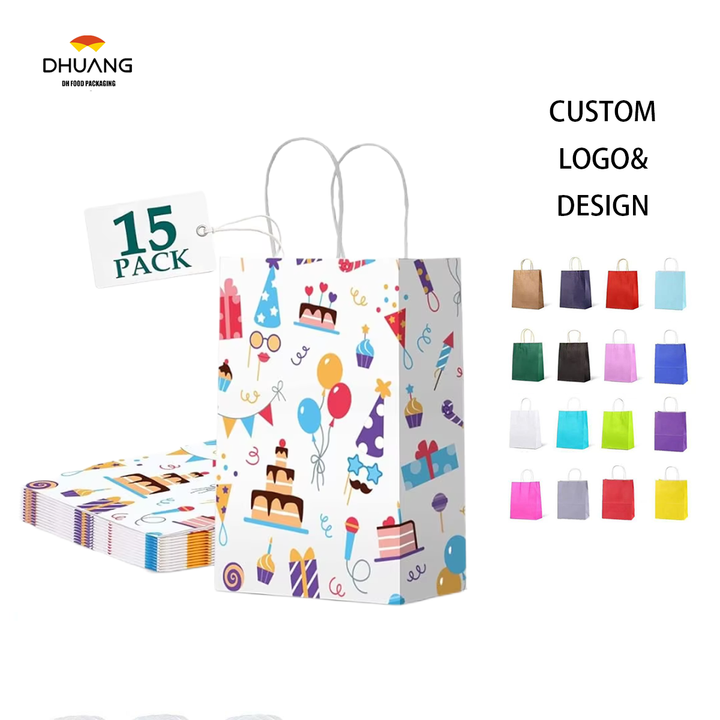 Small Gift Bag Paper Bags with Handling Bulk Paper Shopping Colored Retail Recyclable Custom Paper Bags