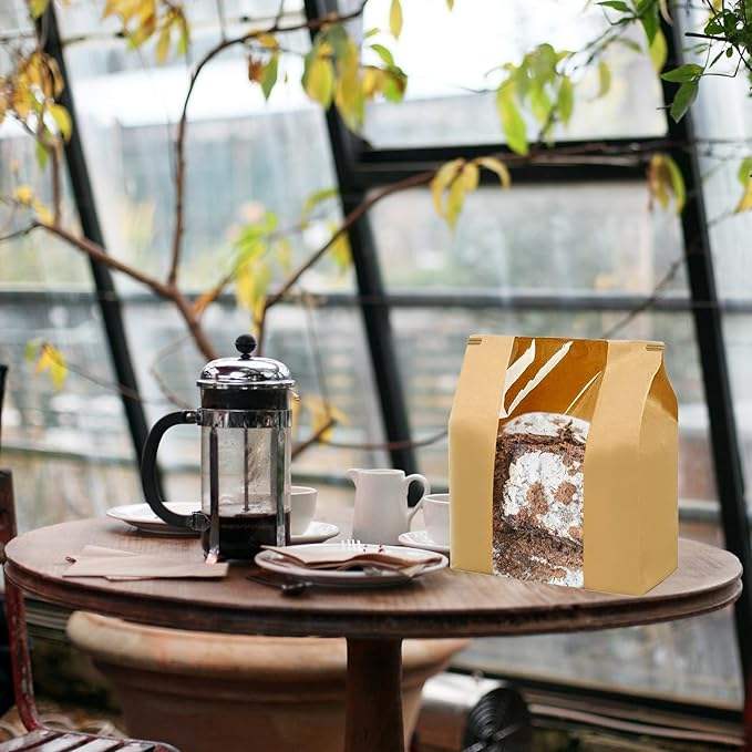 Window Dough Cowhide Bread Bags Tin Tag Lock for Baked Goods Packaging Storage Custom Bread Bags