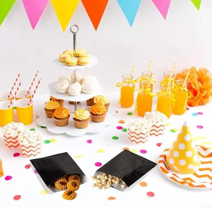 Flat Paper Treatment Bag Black Greaseproof Baking Cookie Paper Bag Candy Chocolate Pastry Oil-proof Paper Bga