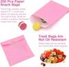 Flat Pink Paper Bag for Snacks and Desserts for Baking Cookies and Chocolate Eco-Friendly Packaging Oil-proof Paper Bag