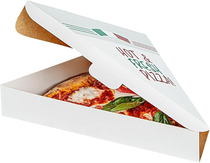 Clamshell Pizza Slice Container - Oil Proof Label Lock White Paper Single Slice Pizza Box for Restaurants Custom Pizza Boxs