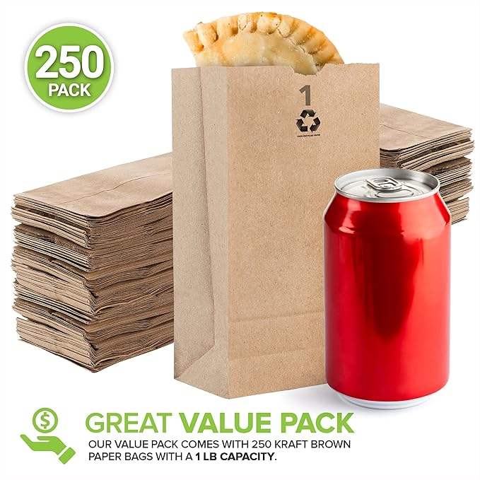 Kraft Small Brown Paper Bags Mini Size Bag for Packing Breakfast Food Snack Lunch Blank Bulk Pack Disposable Sack Shopping Bag