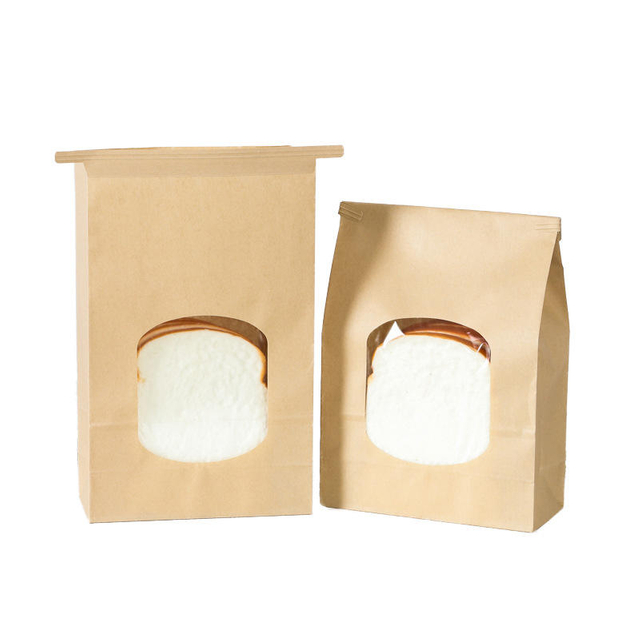Wholesale Kraft Paper Bag for Toast Bread Tea and Snacks Transparent Packaging With Gravure Printing Custom Bread Bags