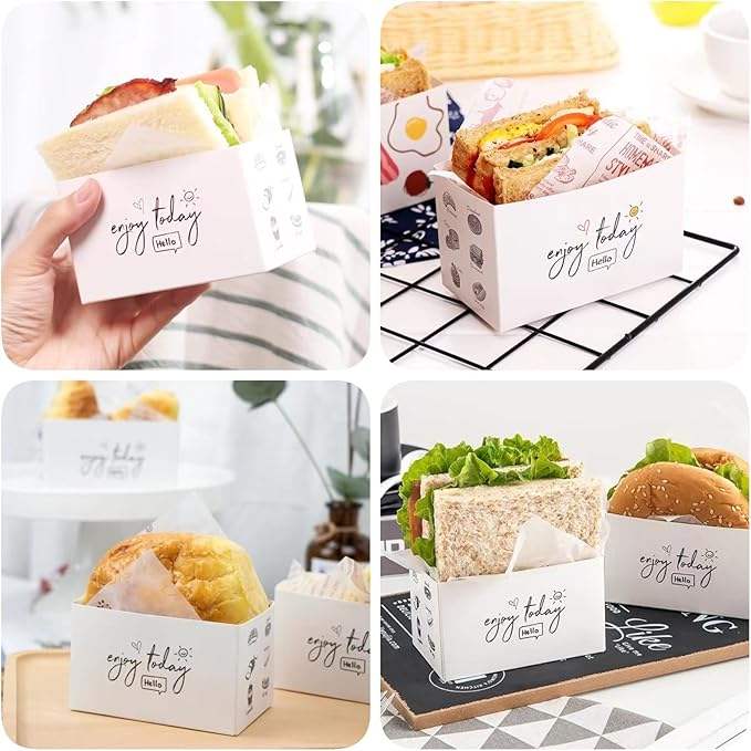 Customizable Takeout Containers - Recyclable Sandwich and Burger Boxes with Logo Printing for Catering Business Burger Box