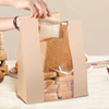 Brown Paper Bread Bags with Windows Customizable Patterns Labels and Seals for Packaging and Storage of Baked Custom Bread Bag